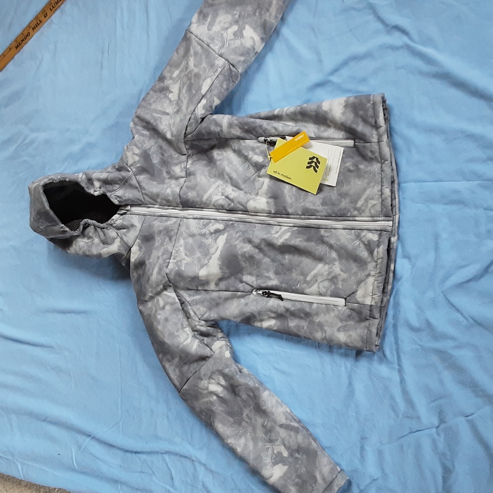 All In Motion grey tones soft-shell sherpa jacket juniors size large 12-14 nwt